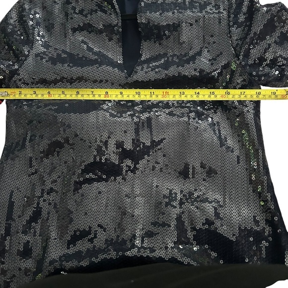 Halston Heritage Navy Sequin Shirt Dress - Picture 10 of 12